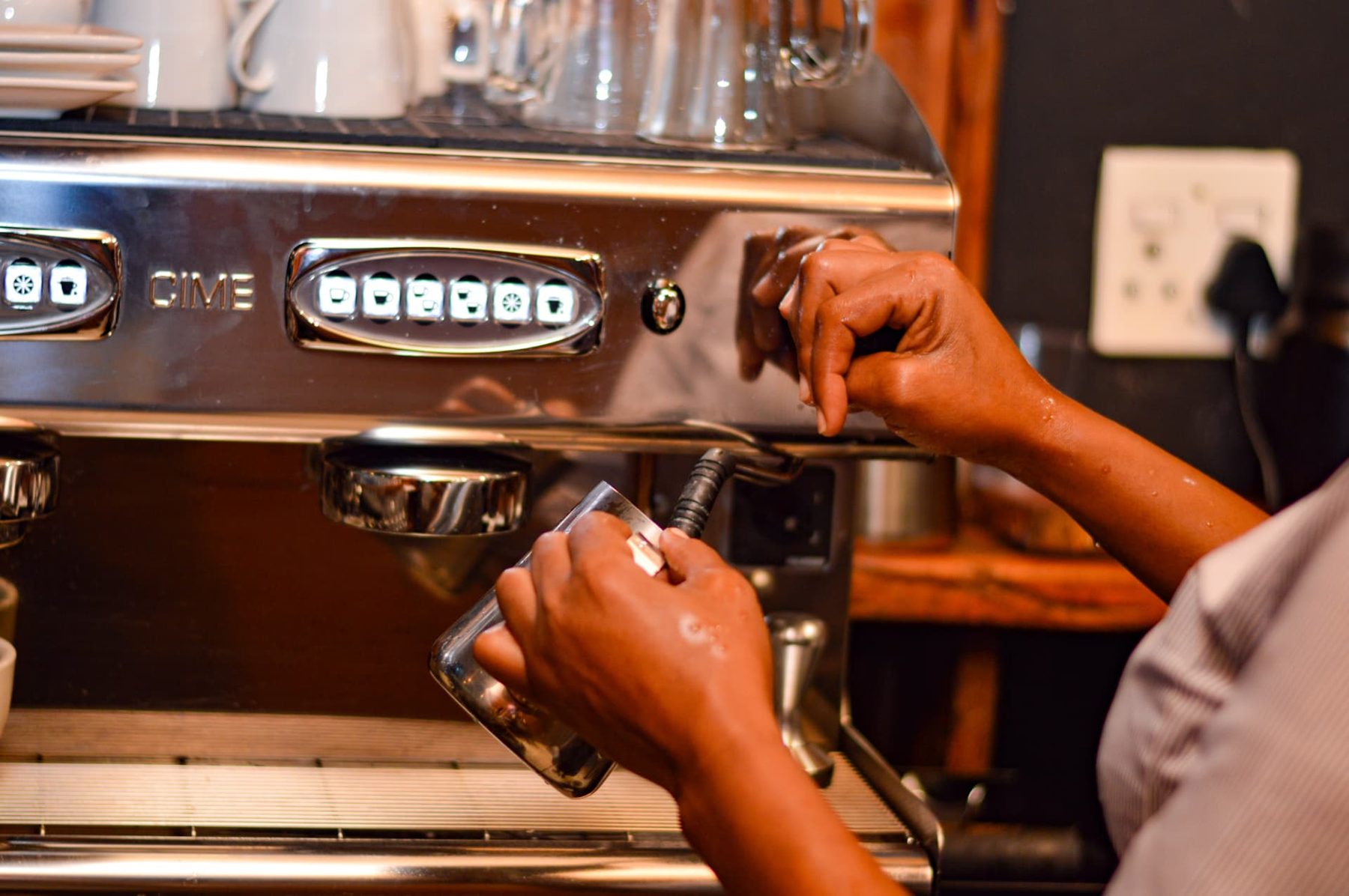 Barista preparing espresso