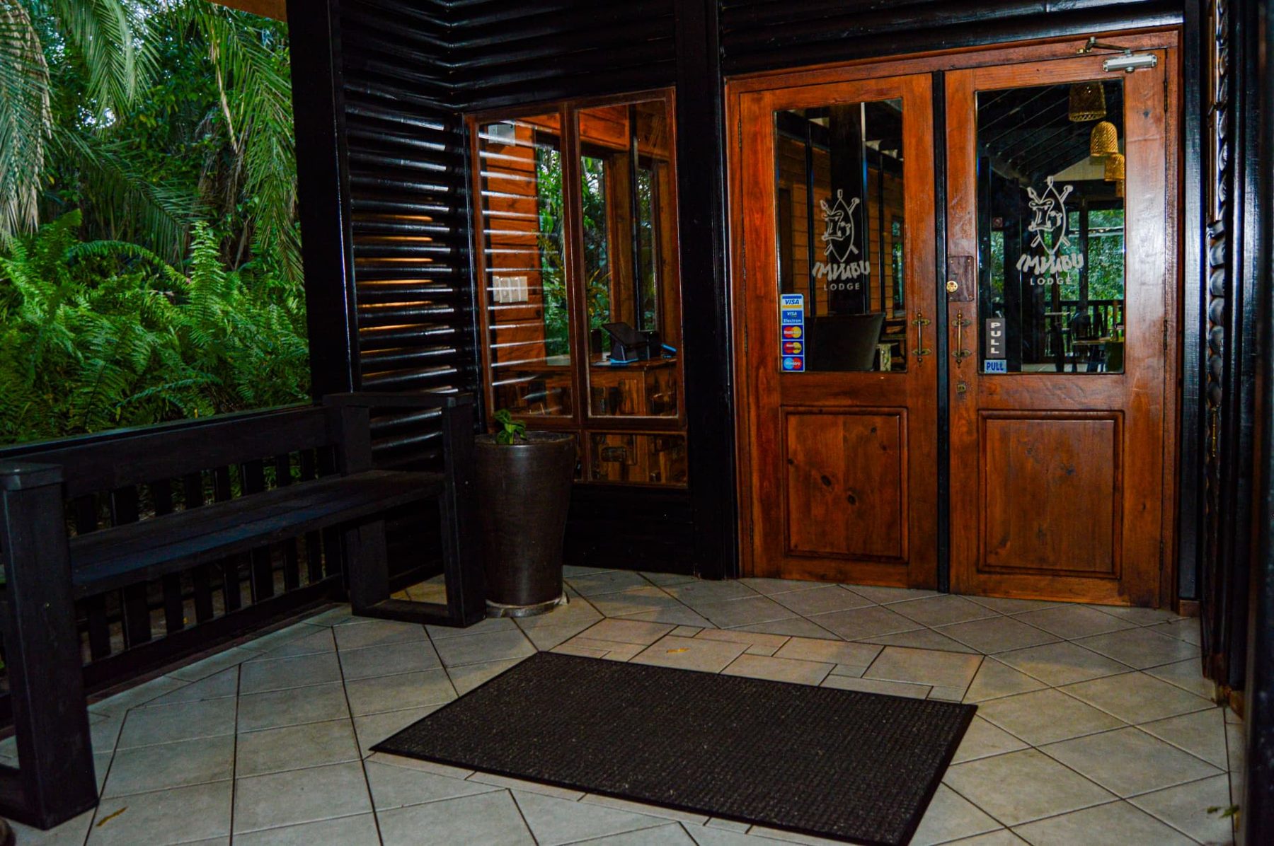 Timber entrance to In The Reeds Restaurant